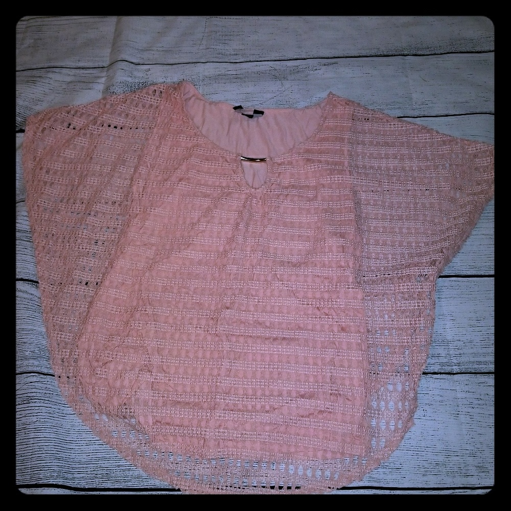 3X pink Crochet Top